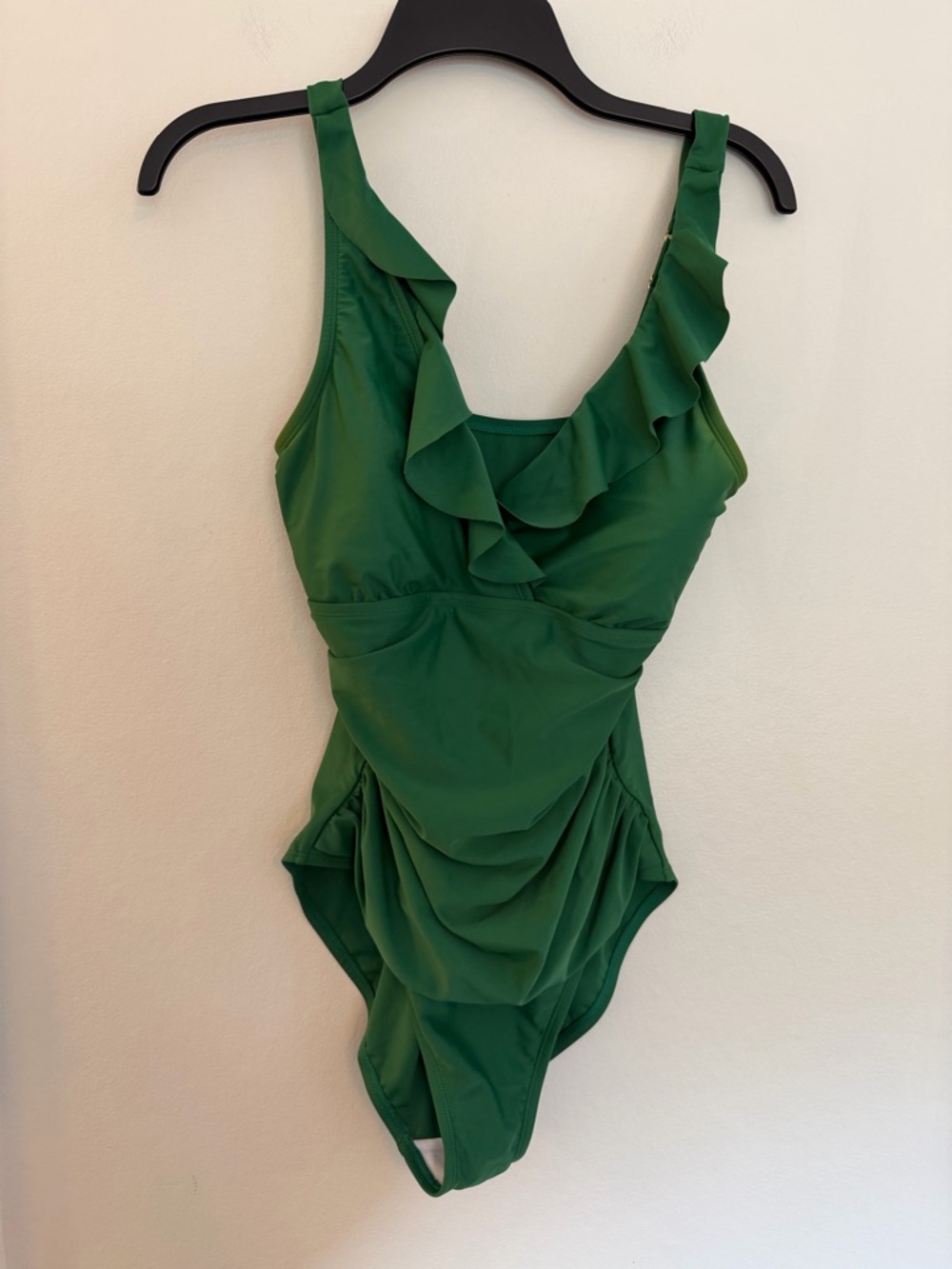 Firpearl Green Ruffle One Piece Swimsuit Tummy Control Slimming US 10